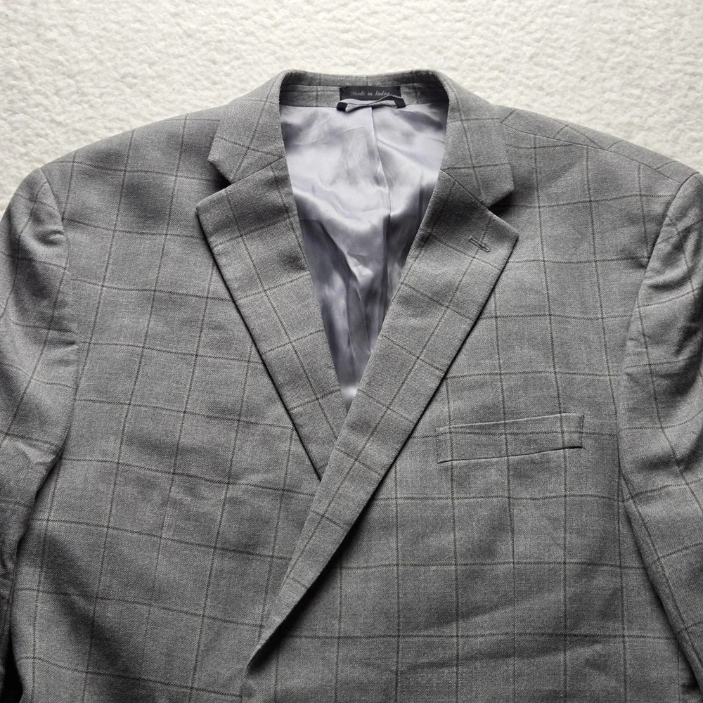 Lauren Ralph Lauren Blazer Mens 48L Gray Silk Wool Check Sport Coat Jacket